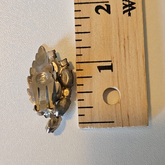 Vintage Cola Rhinestone Clamper Leaf Bracelet with Matching Earrings - Picture 8 of 9